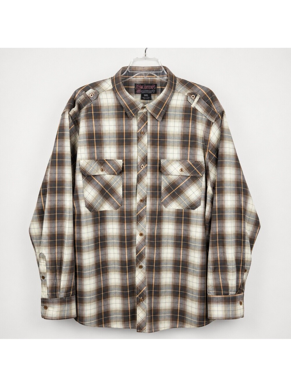 Blac Jacque Mens 5XL Plaid Shirt Long Sleeve Button Up Y2K Hip Hop Streetwear